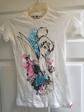 Del Sol Women's White Tinker Bell Graphic Tee Size Small - NWT